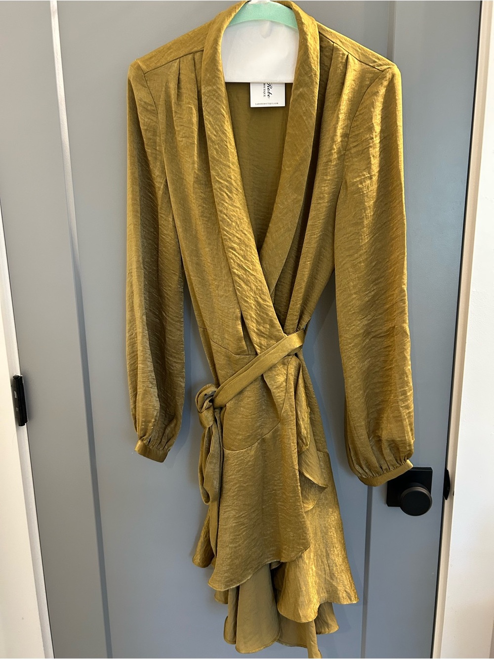 Lucy Paris Olive-Gold Satin Dress Top